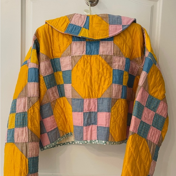 ❤️ HANDMADE PATCHWORK QUILTED CROPPED JACKET BOHEMIAN VINTAGE QUILT COTTAGECORE - Picture 2 of 11
